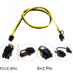 Kabel PCI-E 50cm 6pin męski do 6+2pin męski